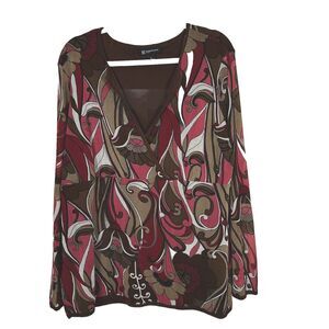 INC Women's Sz 1X top lined Mesh Babydoll Mod Bohemian Boho Hippie tunic